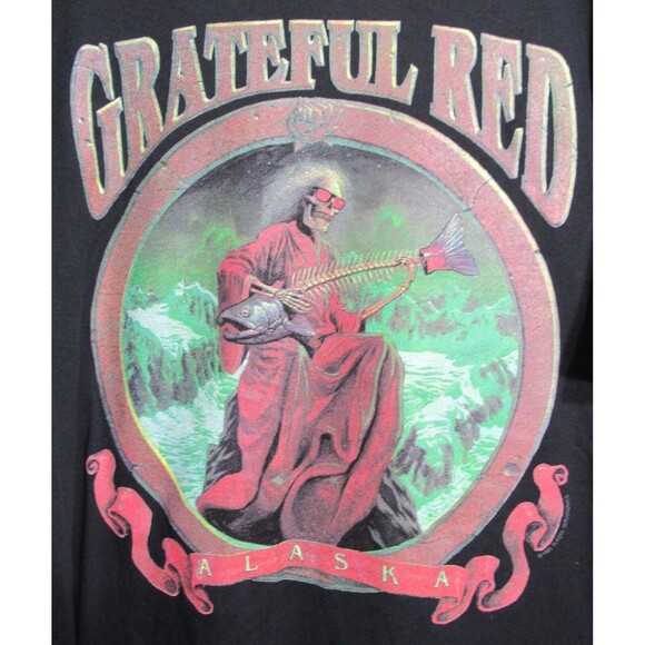Grateful Red Grateful Dead Black Skeleton Guitar Alaska 1993 VG T Shirt 3XL NWOT - Picture 3 of 8